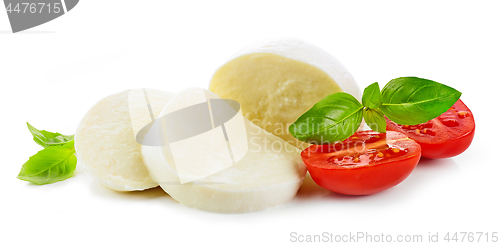 Image of Mozzarella cheese on white background