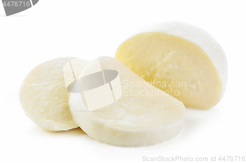 Image of Mozzarella cheese on white background