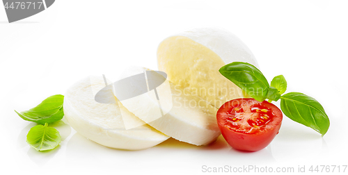 Image of Mozzarella cheese on white background