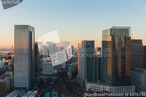 Image of view to railway station in tokyo city, japan