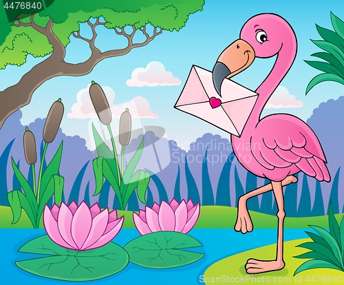 Image of Flamingo with love letter theme 2