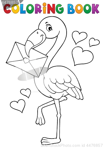 Image of Coloring book flamingo with love letter