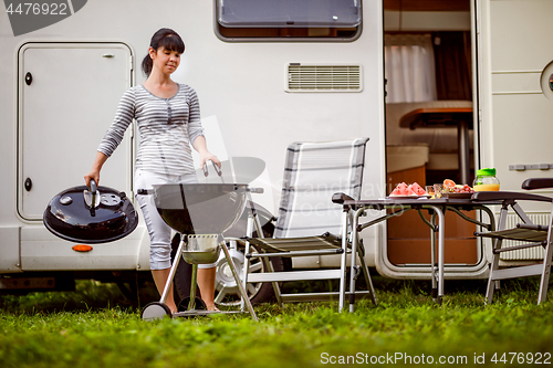 Image of Family vacation travel RV, holiday trip in motorhome, Caravan ca