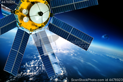 Image of Space satellite over the planet earth
