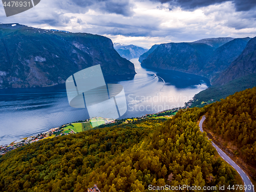 Image of Beautiful Nature Norway Stegastein Lookout.