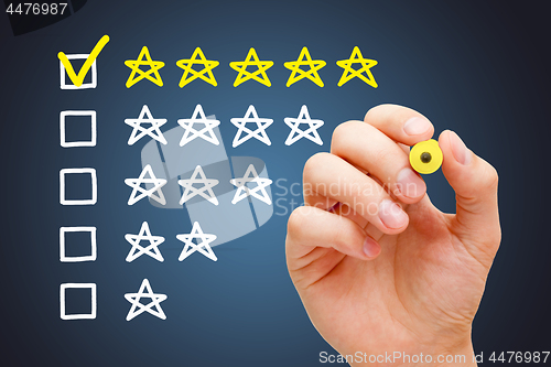 Image of Excellent Five Star Customer Evaluation Concept