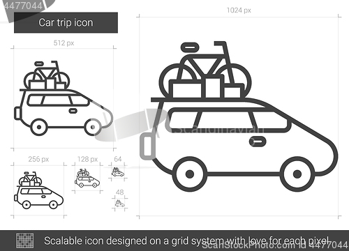 Image of Car trip line icon.