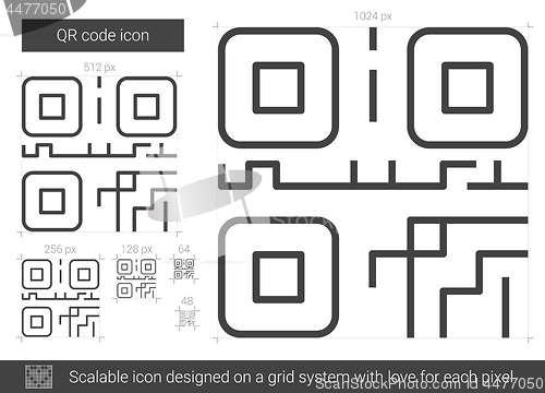 Image of QR code line icon.