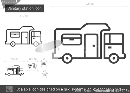 Image of Sanitary station line icon.