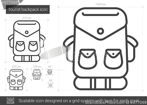 Image of Tourist backpack line icon.