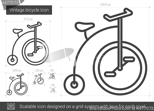Image of Vintage bicycle line icon.