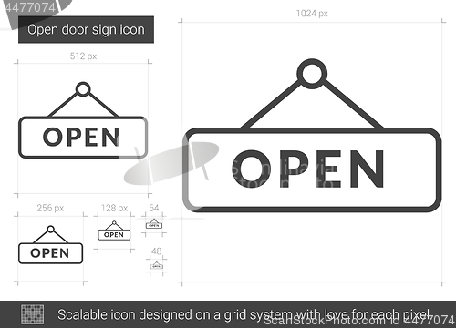 Image of Open door sign line icon.