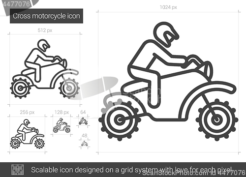 Image of Cross motorcycle line icon.