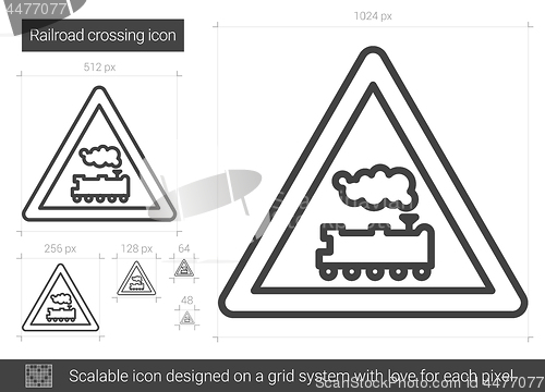 Image of Railroad crossing line icon.