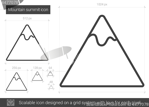 Image of Mountain summit line icon.