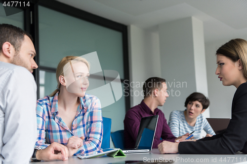 Image of Business Team At A Meeting at modern office building