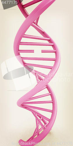 Image of DNA structure model on white. 3d illustration. Vintage style