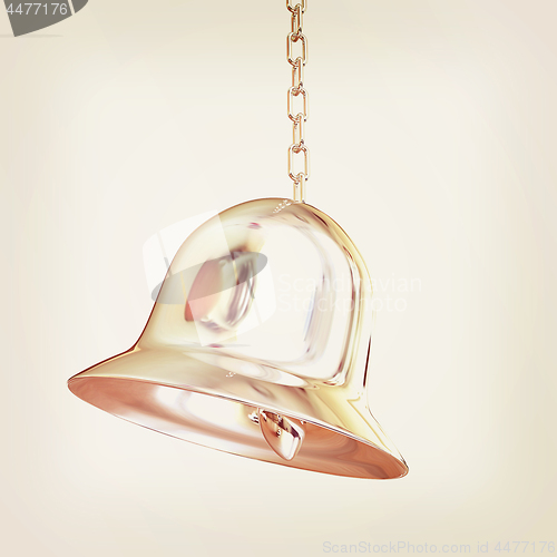 Image of Shiny metal bell isolated on white background. 3d illustration. 