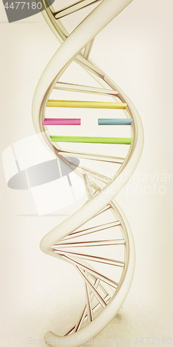 Image of DNA structure model on white. 3d illustration. Vintage style
