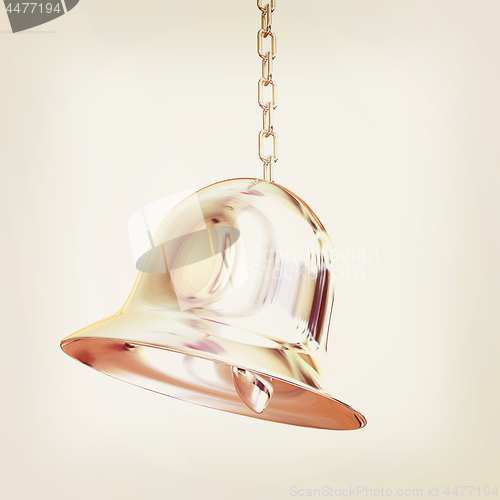 Image of Shiny metal bell isolated on white background. 3d illustration. 