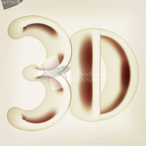 Image of 3D word. 3D illustration. Vintage style