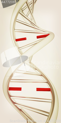 Image of DNA structure model on white. 3d illustration. Vintage style