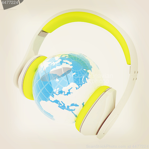 Image of Abstract symbol music and earth. 3d illustration. Vintage style