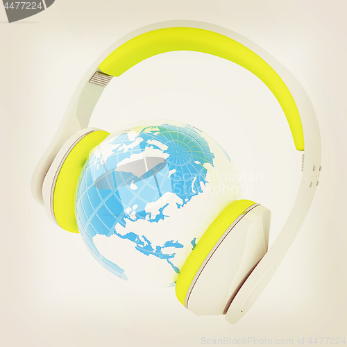 Image of Abstract symbol music and earth. 3d illustration. Vintage style