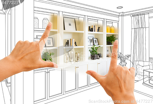 Image of Hands Framing Custom Built-in Shelves and Cabinets Design Drawin