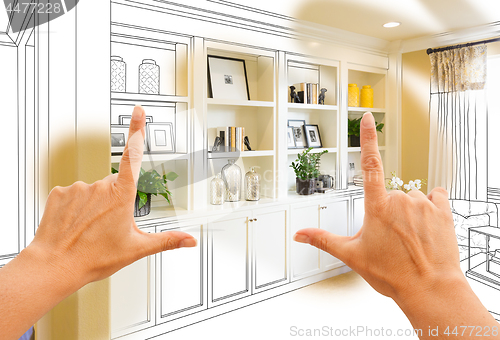 Image of Hands Framing Custom Built-in Shelves and Cabinets Design Drawin