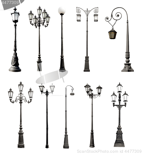 Image of Set of decorative lampposts