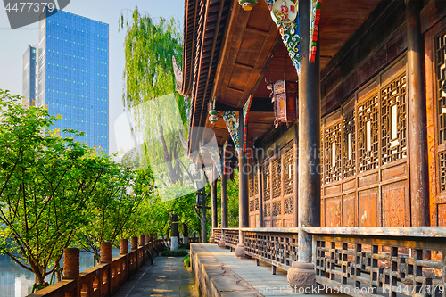 Image of Wangjiang Pavilion in Wangjianglou park. Chengdu, Sichuan, China