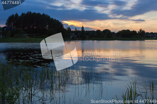 Image of Night Landscape With Lake After Sunset