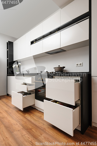 Image of Modern classic black and white kitchen