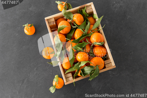 Image of close up of mandarins on slate table top