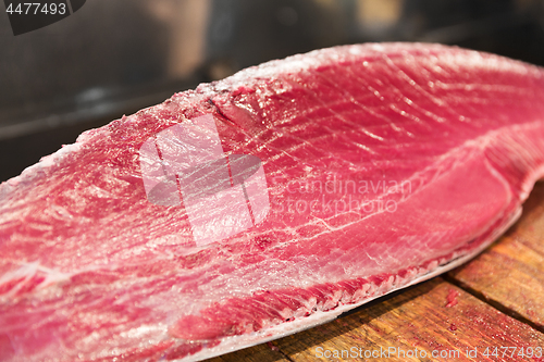 Image of fresh tuna fish or seafood at street market