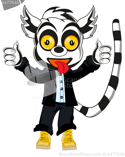 Image of Cartoon animal lemur in suit and footwear