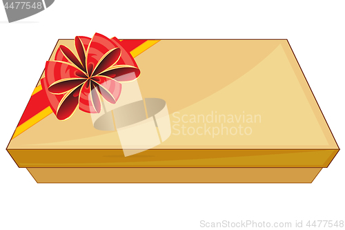 Image of Box with gift decorated by red bow