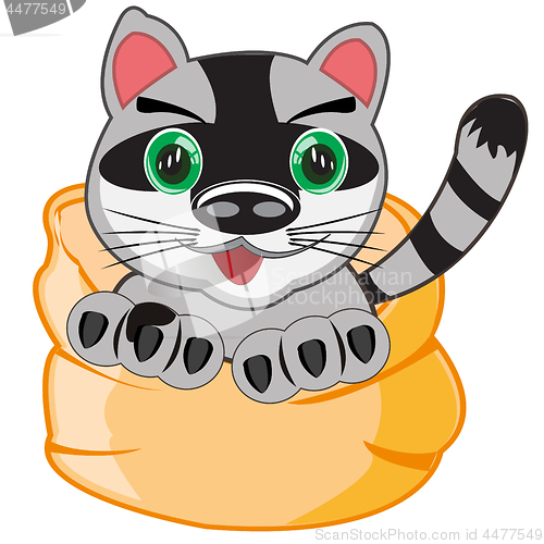 Image of Cartoon pets animal cat in bag.Vector illustration