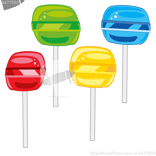 Image of Sweet lollipop on stick of the varied colour
