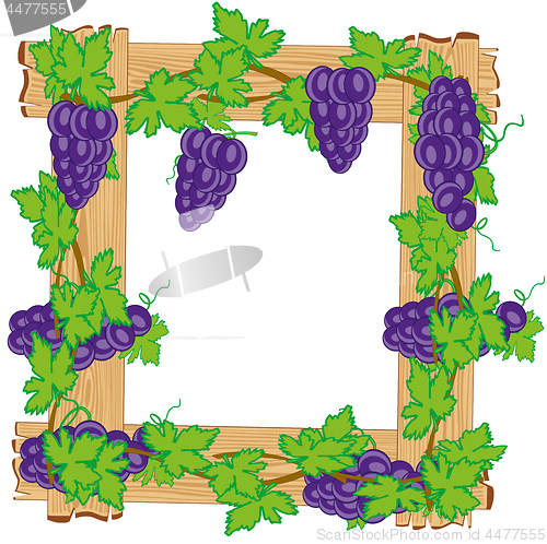 Image of Frame from boards twining grapevine on white background