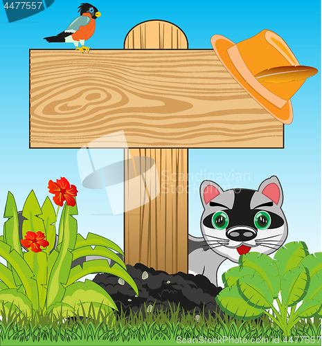 Image of Wooden pole with board on year glade