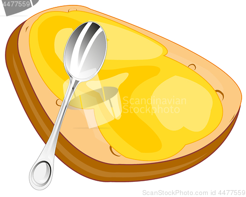 Image of Piece of bread with mask and spoon