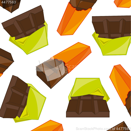 Image of Chocolate bar pattern on white background is insulated