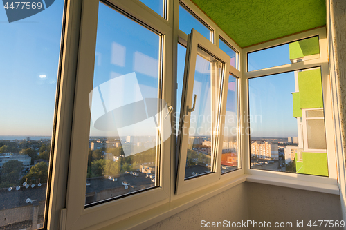 Image of Glazing of a balcony in an apartment of a multi-storey residential building