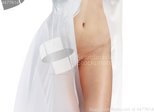 Image of body in white dress isolated