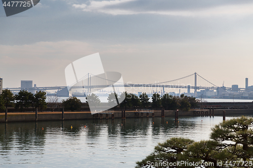 Image of view of rainbow bridge in tokyo, japan