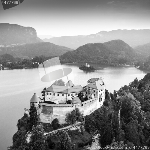 Image of Medieval castle on Bled lake in Slovenia