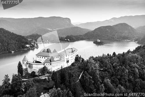 Image of Medieval castle on Bled lake in Slovenia