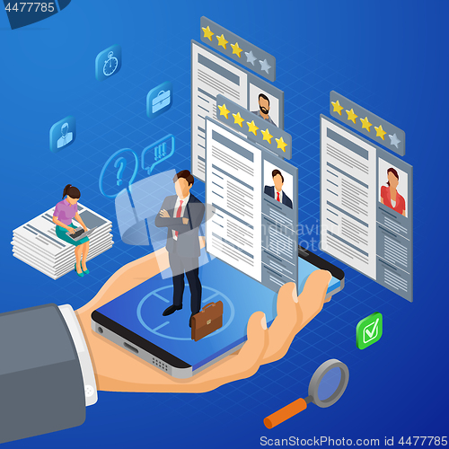 Image of Online Isometric Employment and Hiring Concept